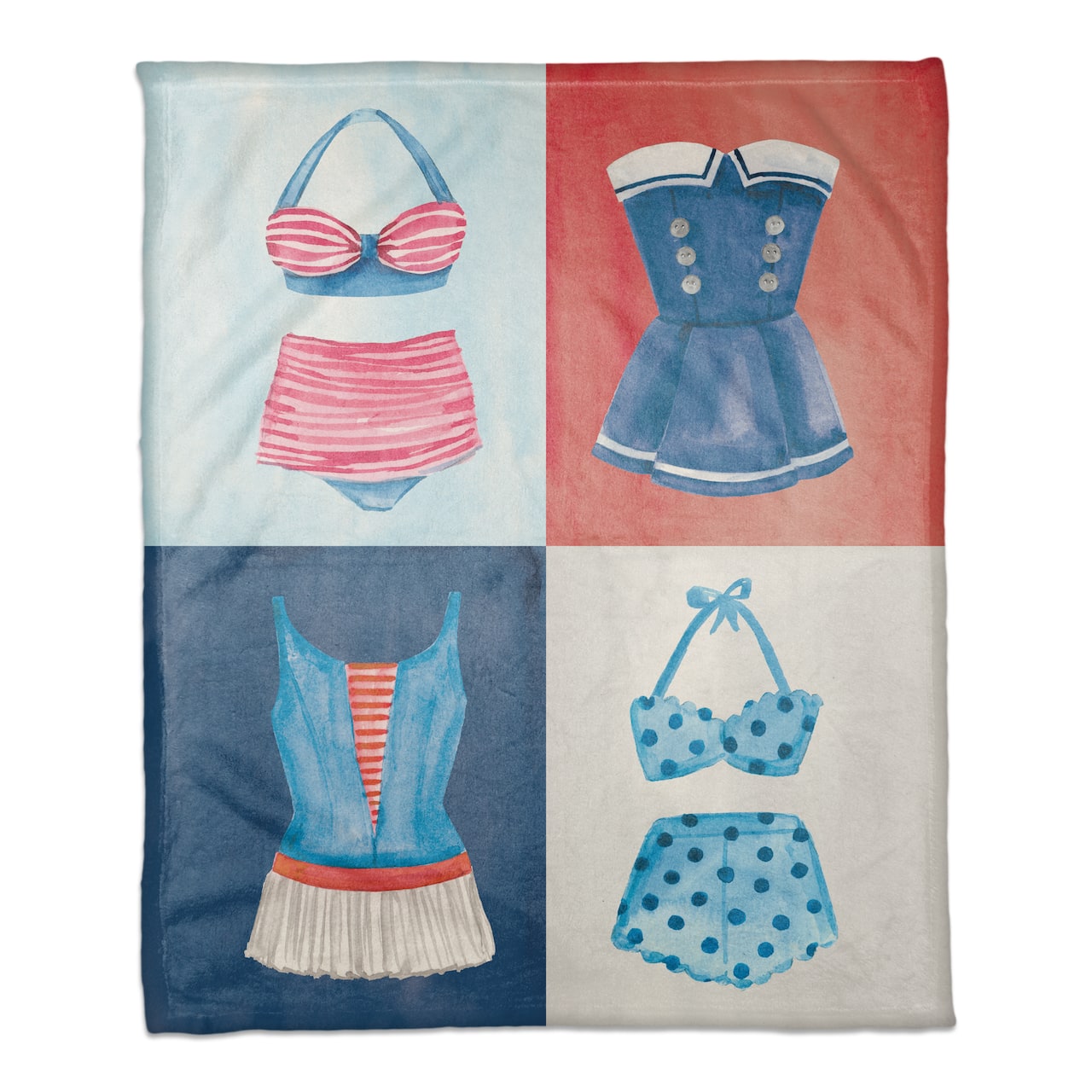 Vintage Patriotic Swimwear Coral Fleece Blanket